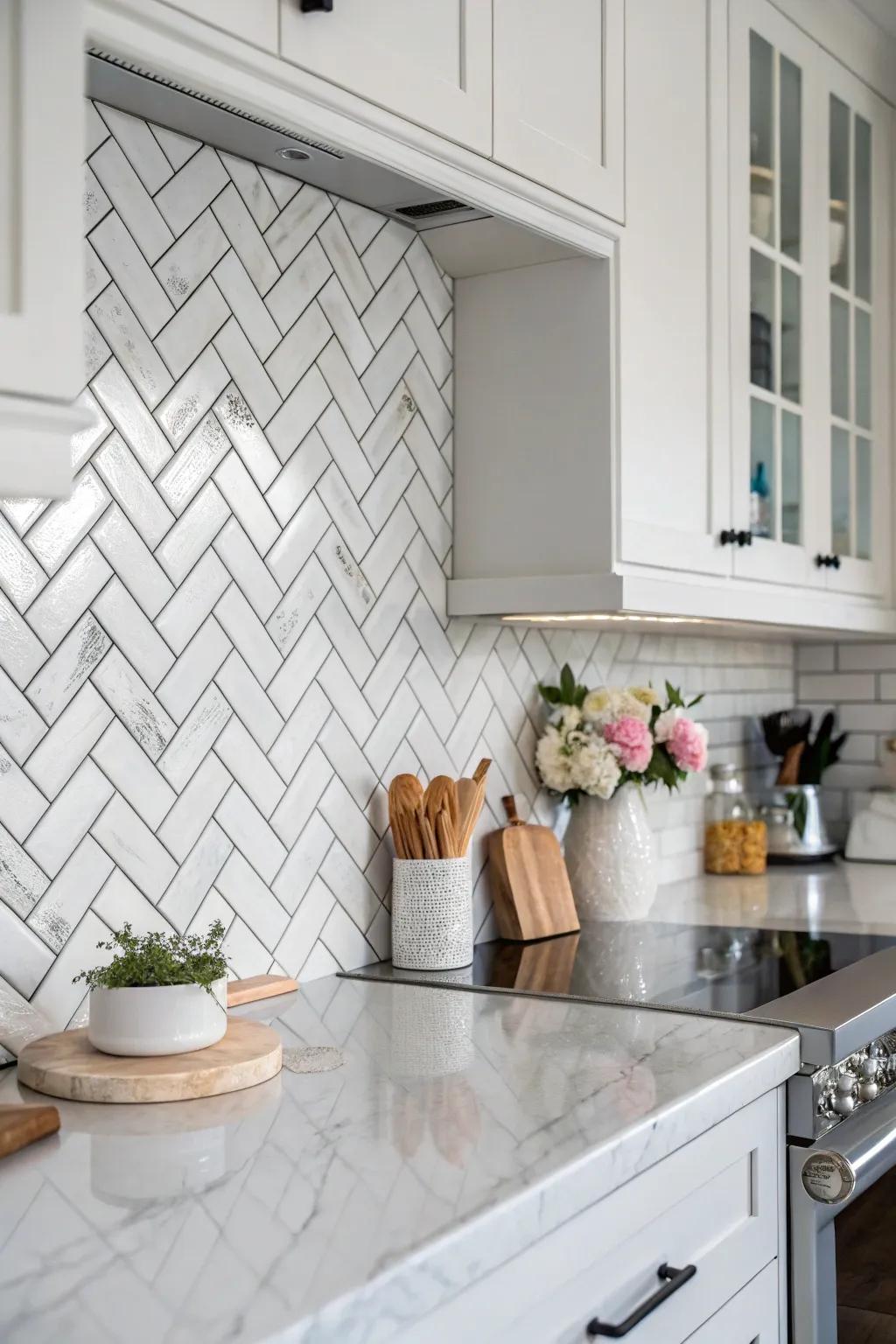 Chalky angular tiles contribute texture and refinement.