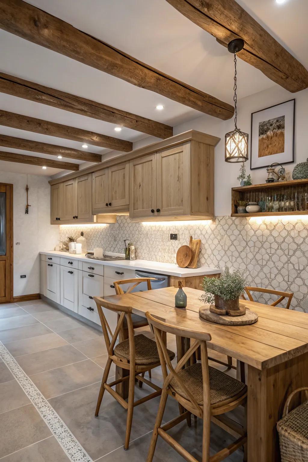 A kitchen showcasing a frosted texture quartz backsplash for a more delicate impression.