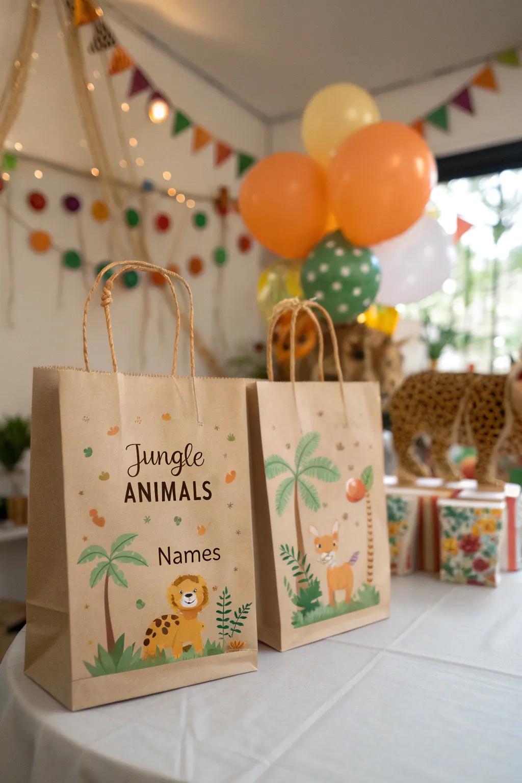 Bespoke safari knapsacks prepared for young explorers.