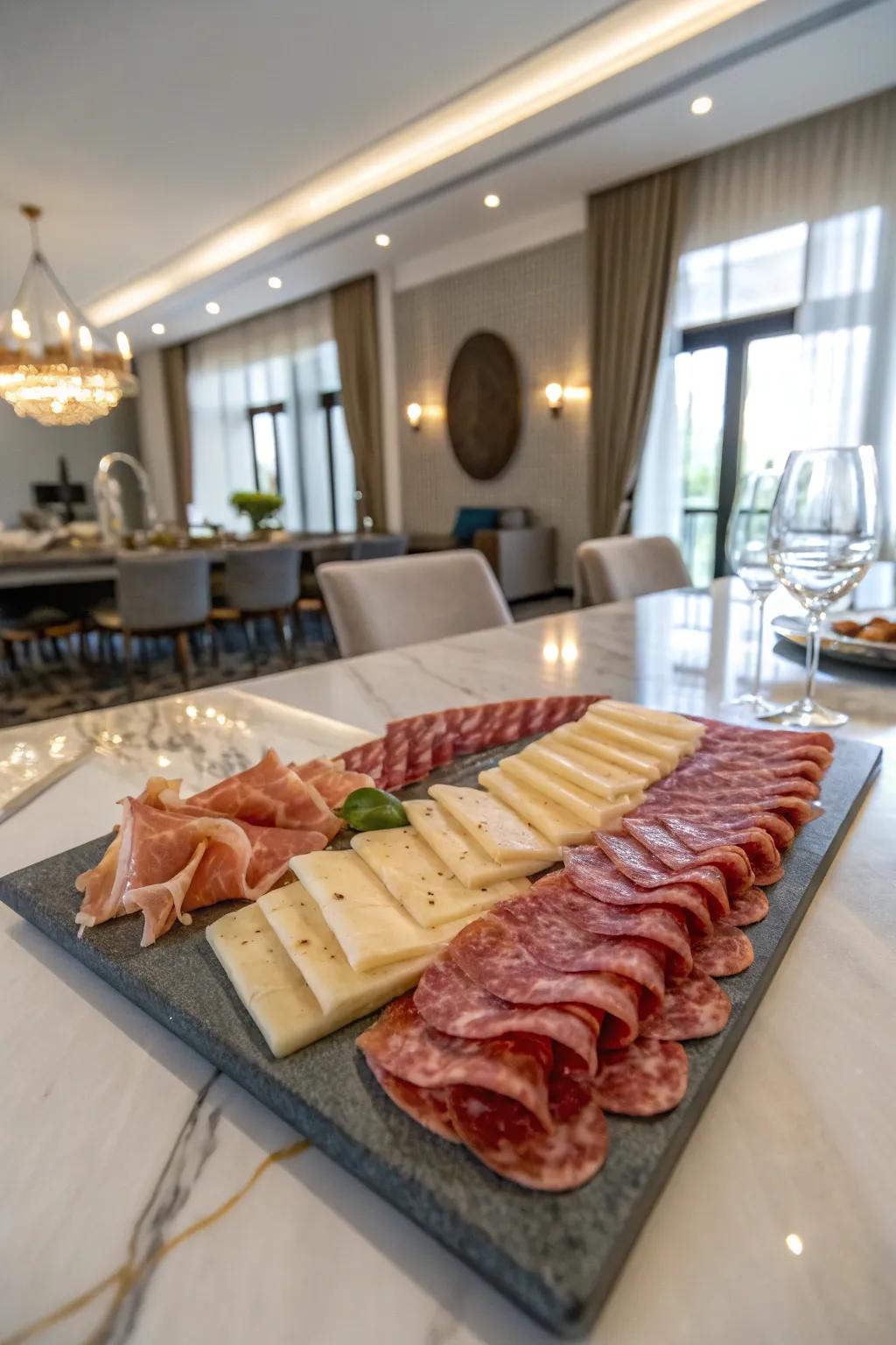 Cured meats impart a savory opulence to the wine board.