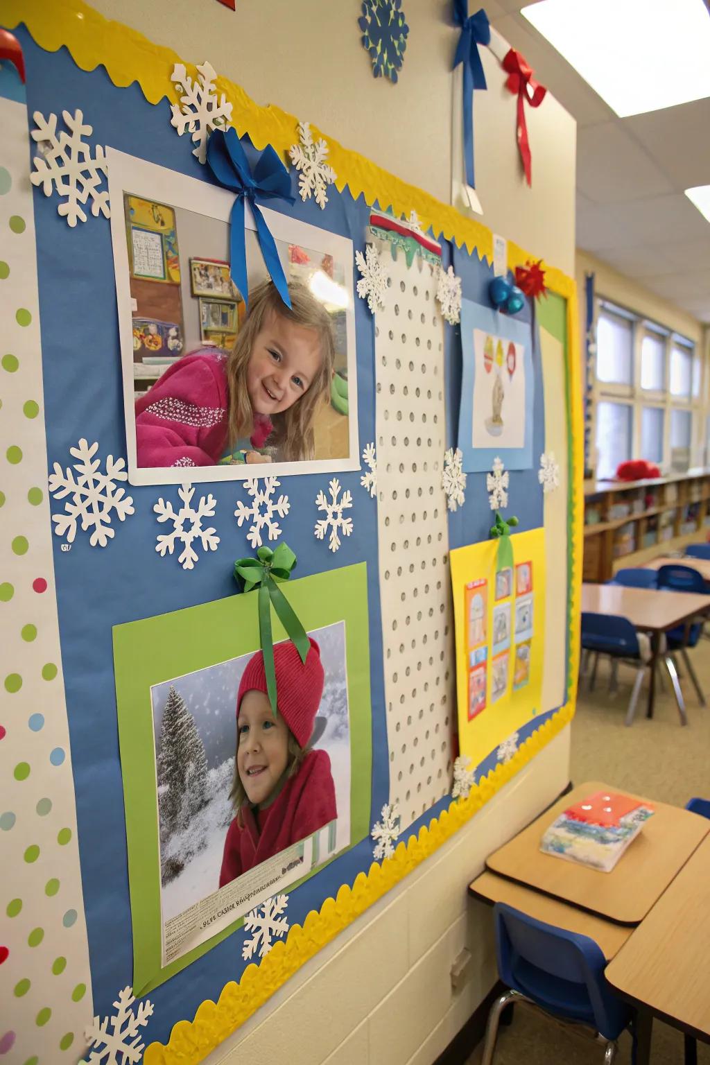 Seize the classroom's winter cheer with a snow-centric bulletin board.