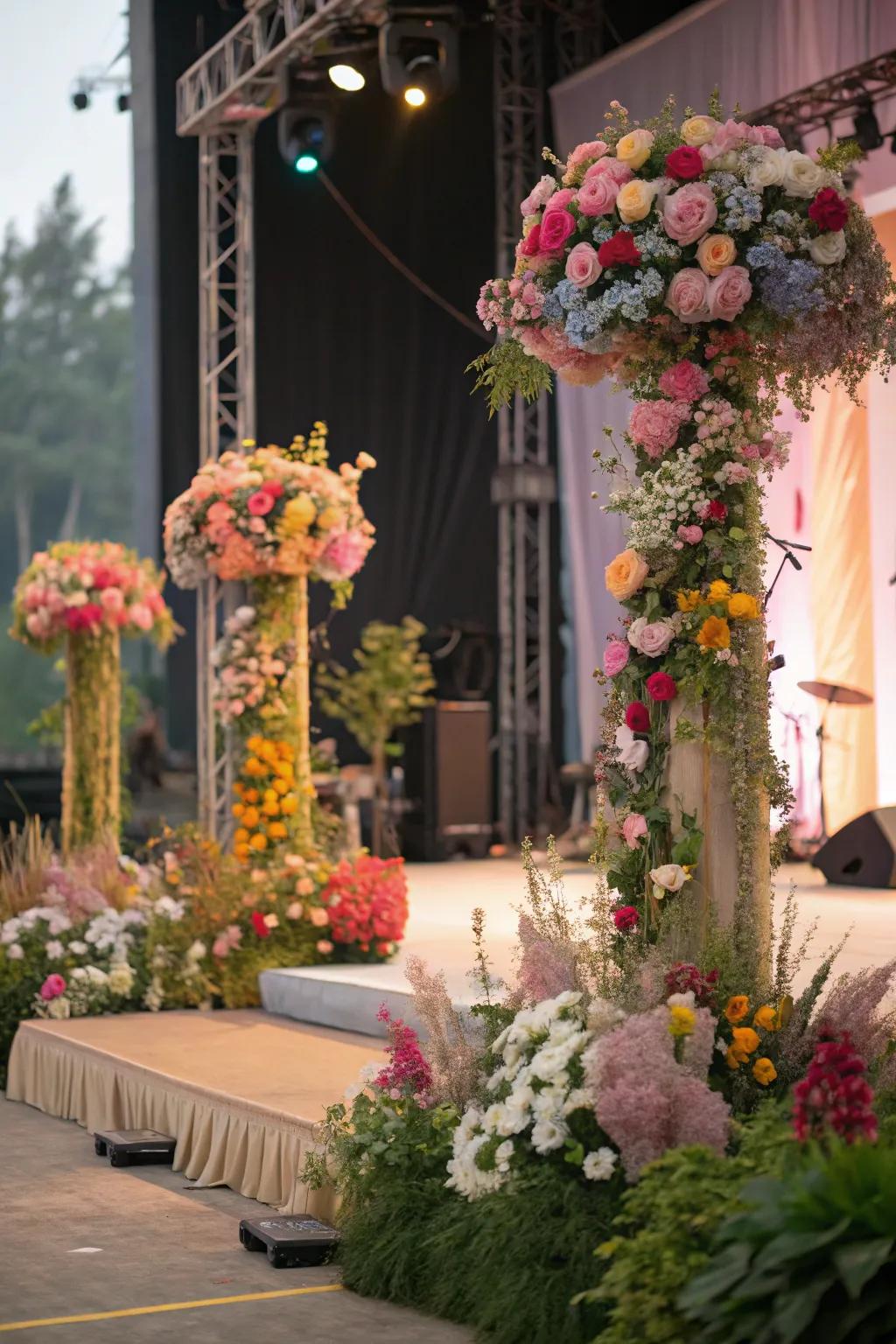 Blossoms enrich the stage decor with innate splendor and allure.