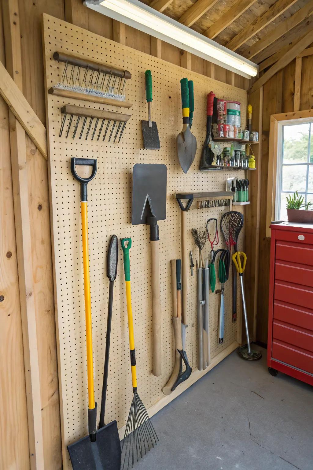 Customize your storage with a versatile pegboard system.