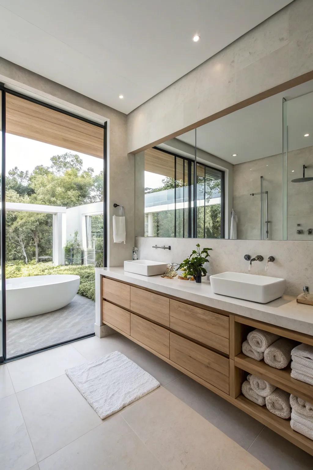 Pure design encourages a tranquil and systematic bathroom environment.
