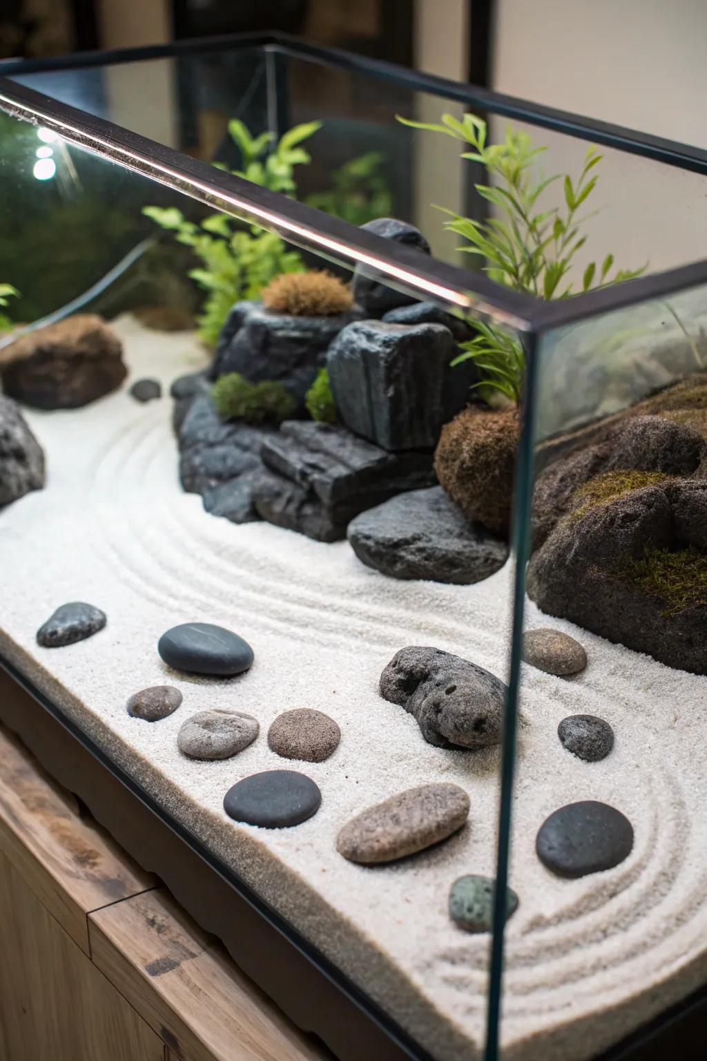 Natural pieces lend a sense of grounding to the tank.