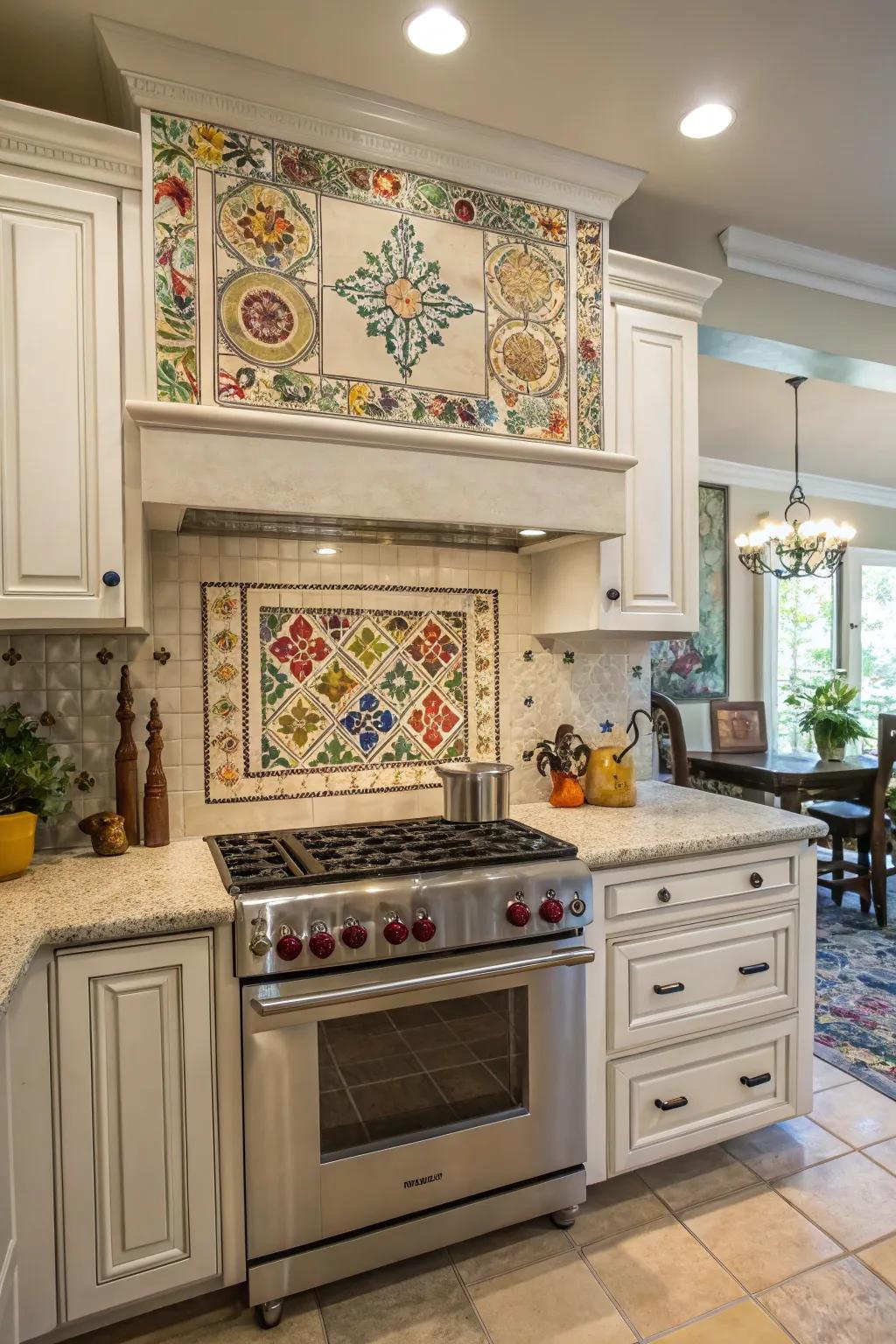 Tile wall arts extend a unique and artistic expression within your cooking area.