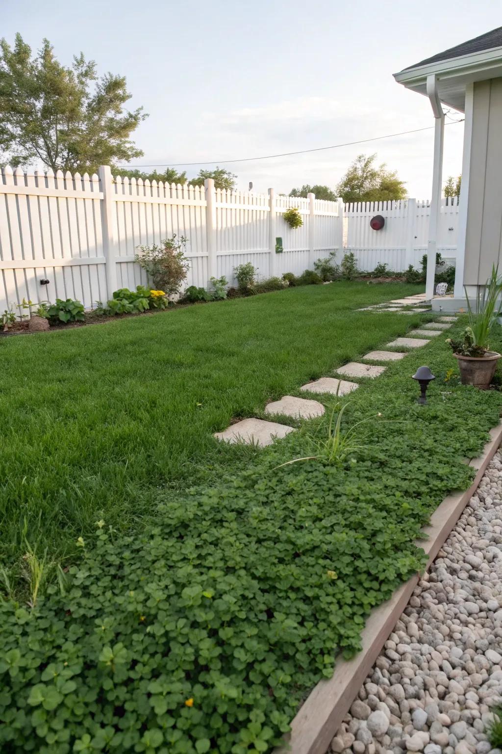 An eco-friendly lawn alternative eases maintenance.