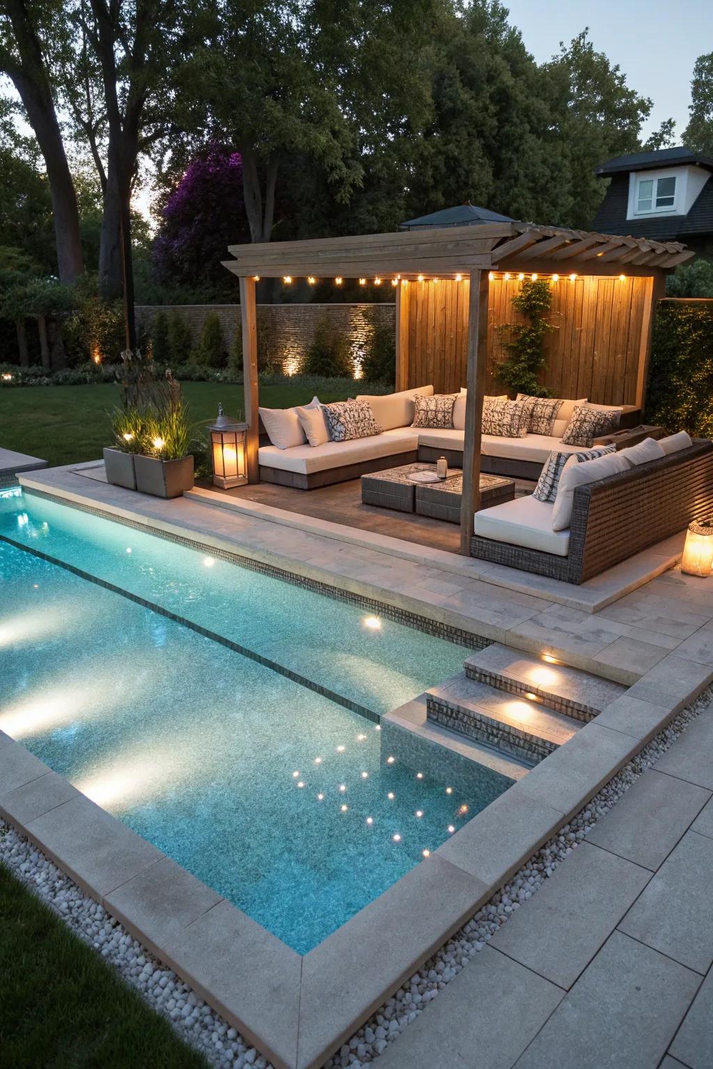 Create an intimate atmosphere with a sunken lounge space.