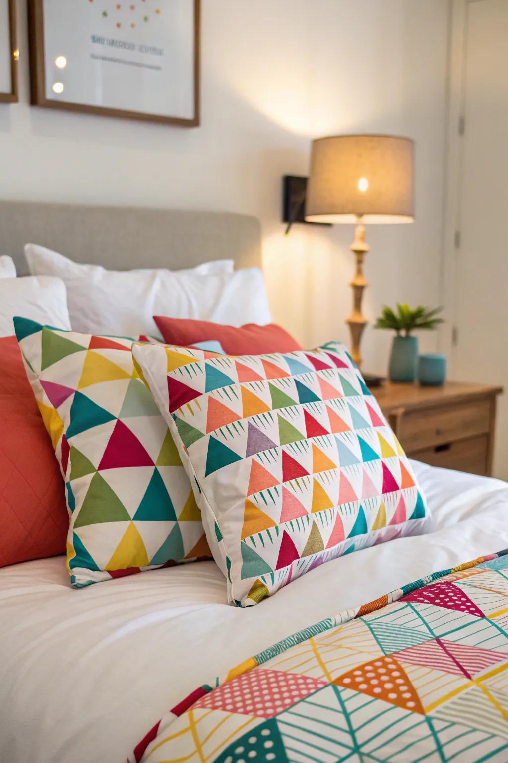 Geometric patterns usher a spirited and contemporary vigor into your dwelling.