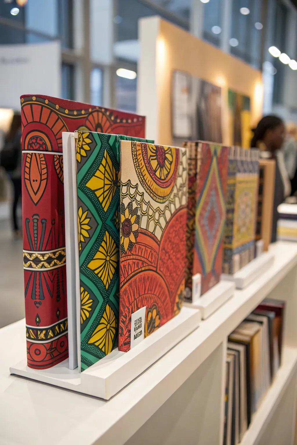Abstract art book jackets make a bold design statement.