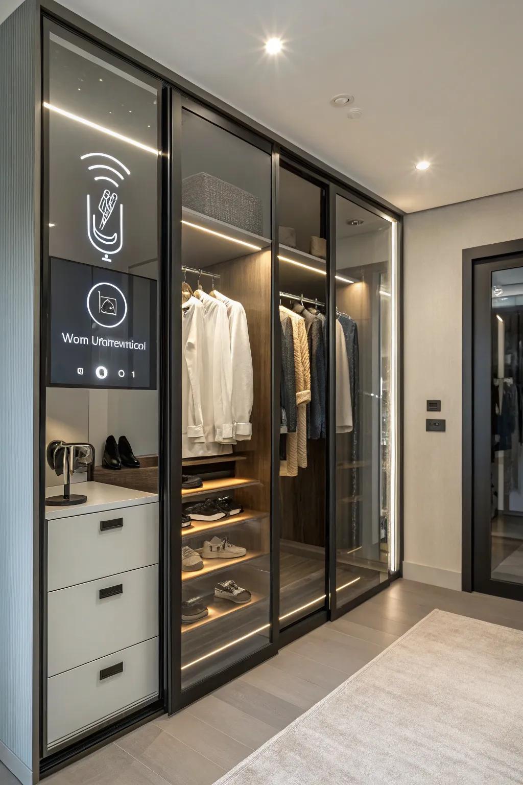 Smart technology enhances the functionality of modern wardrobes.