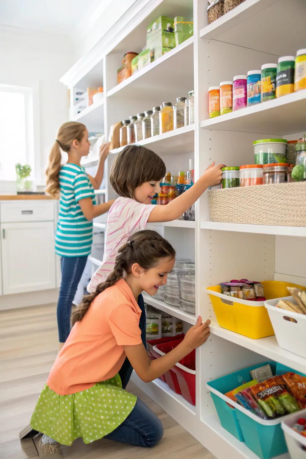 Teach food organization with grocery tasks.