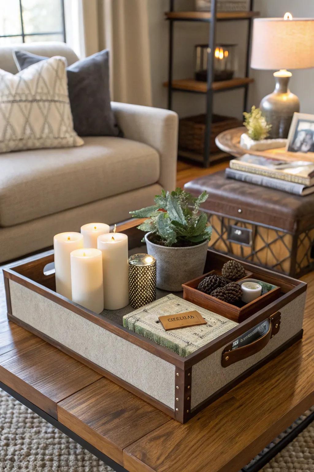 Functional art featuring practical yet stylish articles onto a surface.