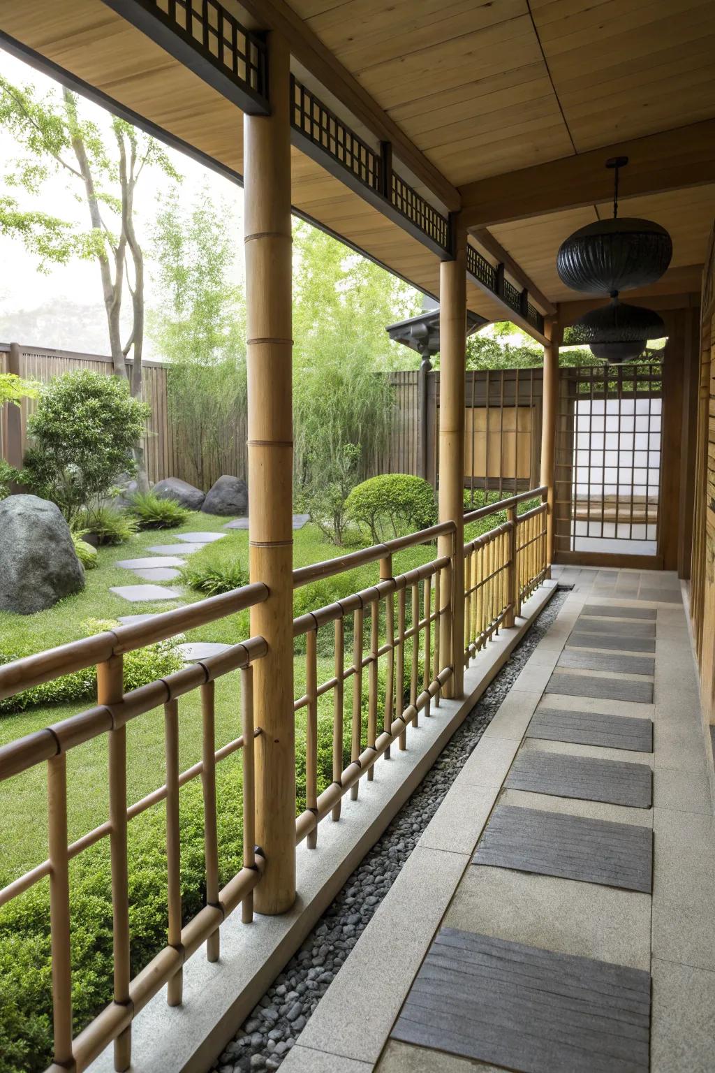 Tranquil Zen-inspired bamboo railings