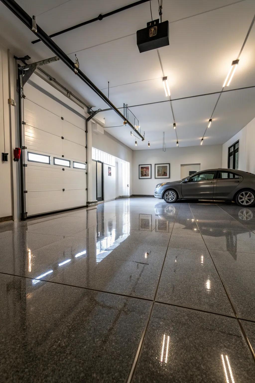 Enlarge your space utilizing reflective floor squares.