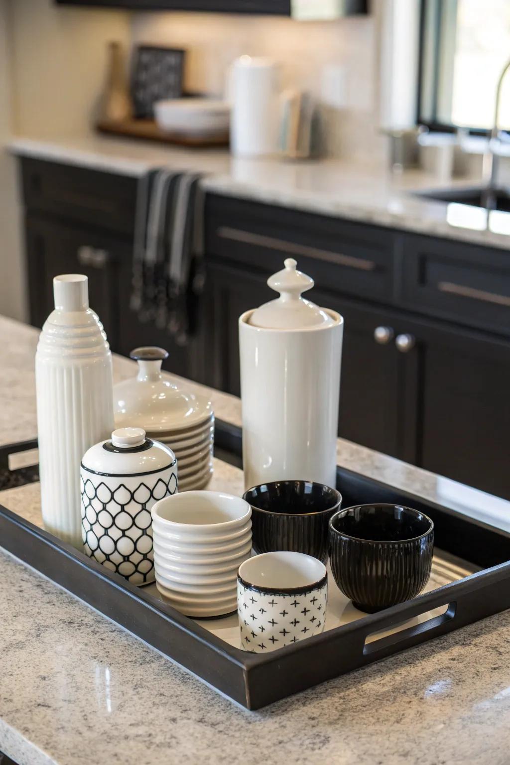 Monochrome styling attains a minimalist elegant aspect.