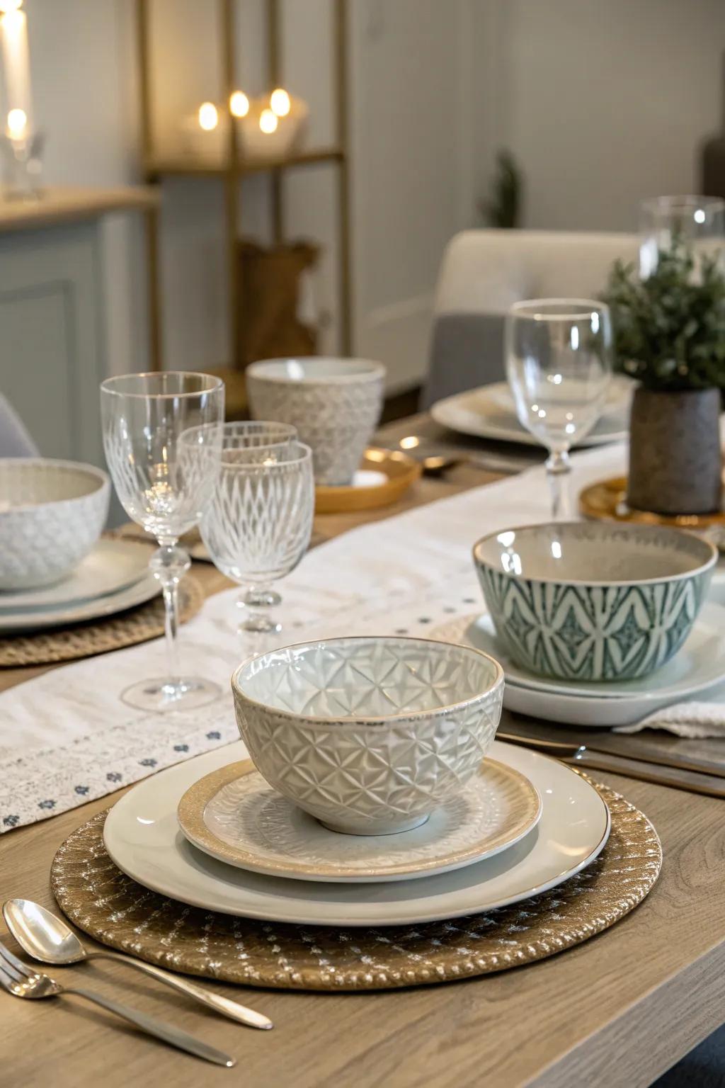 Artisan table appointments add a touch of elegance to every meal.