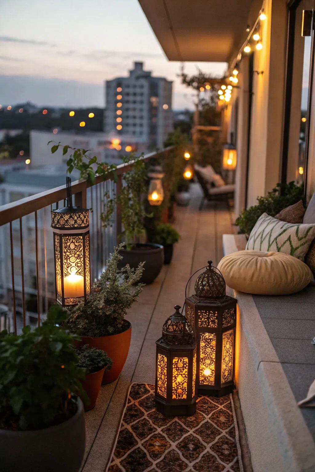 Ornate lanterns append an exotic and magical accent to outdoor spaces.