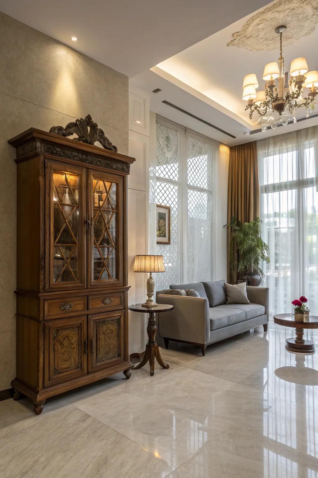 A timeless lobby mixing old and new components