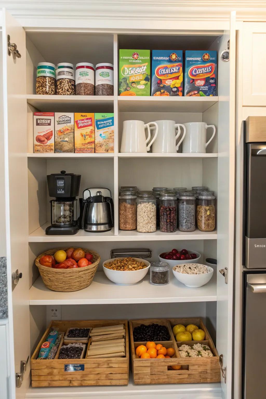 A breakfast station makes for an organized and easy morning.