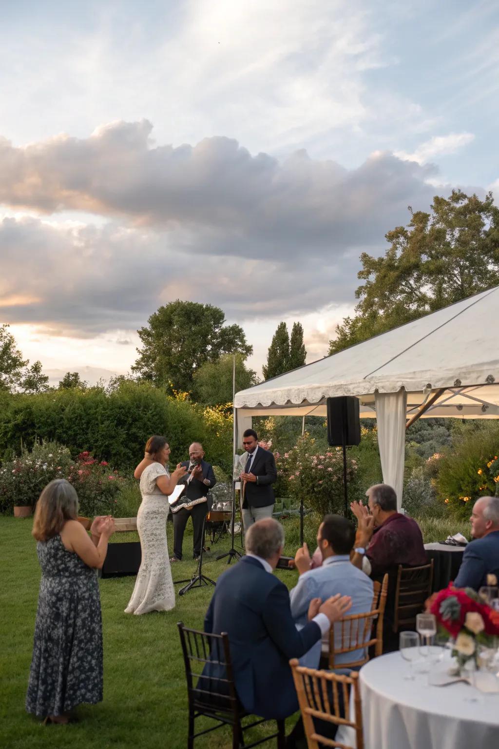 Surprise entertainment contributes vibrant energy to the event.