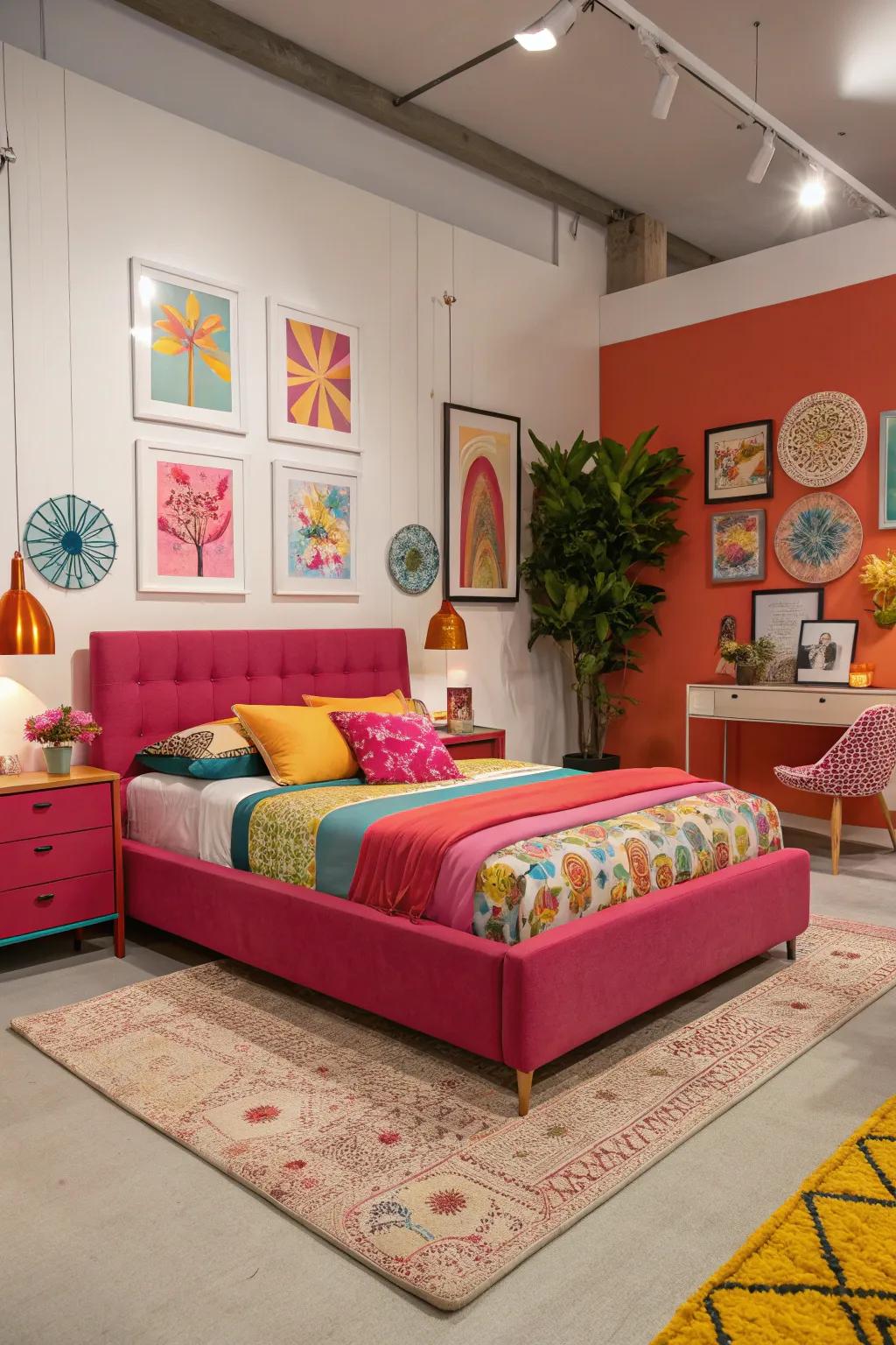 Bright colours make platform beds a standout feature.