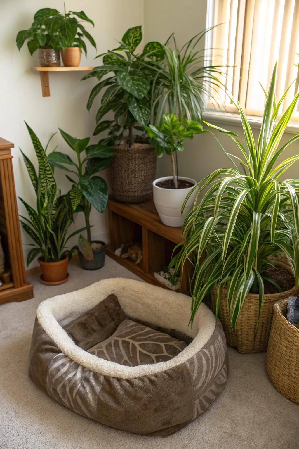 Design pet-friendly botanical zones for secure and stylish domestic environments.