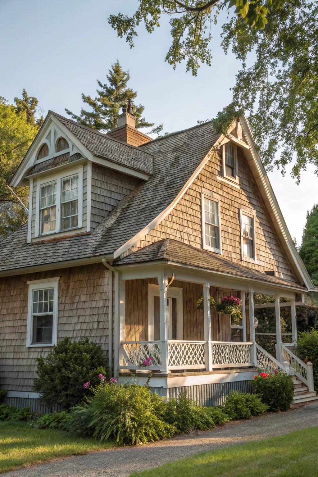 A home with a historically inspired shed dormer.