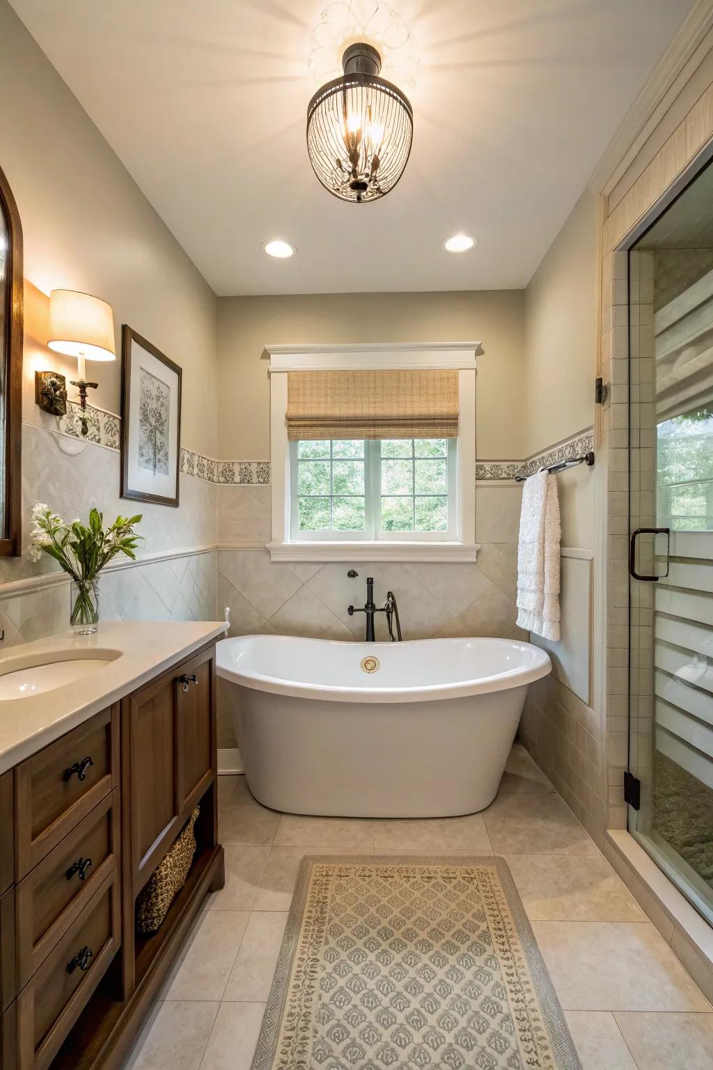Permit your stand-alone tub to command attention.