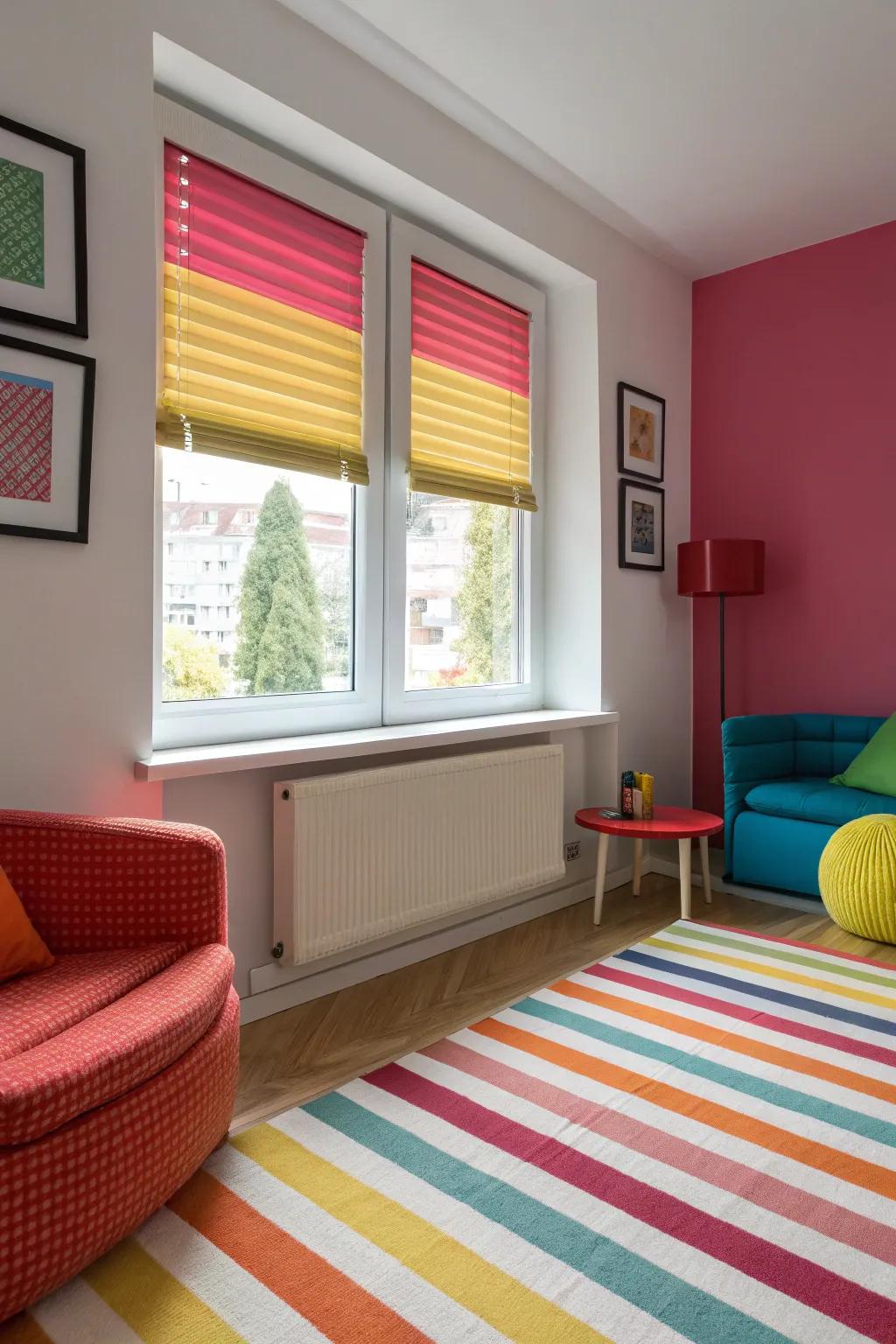 Hue-blocked solutions infuse a contemporary, edgy refinement.