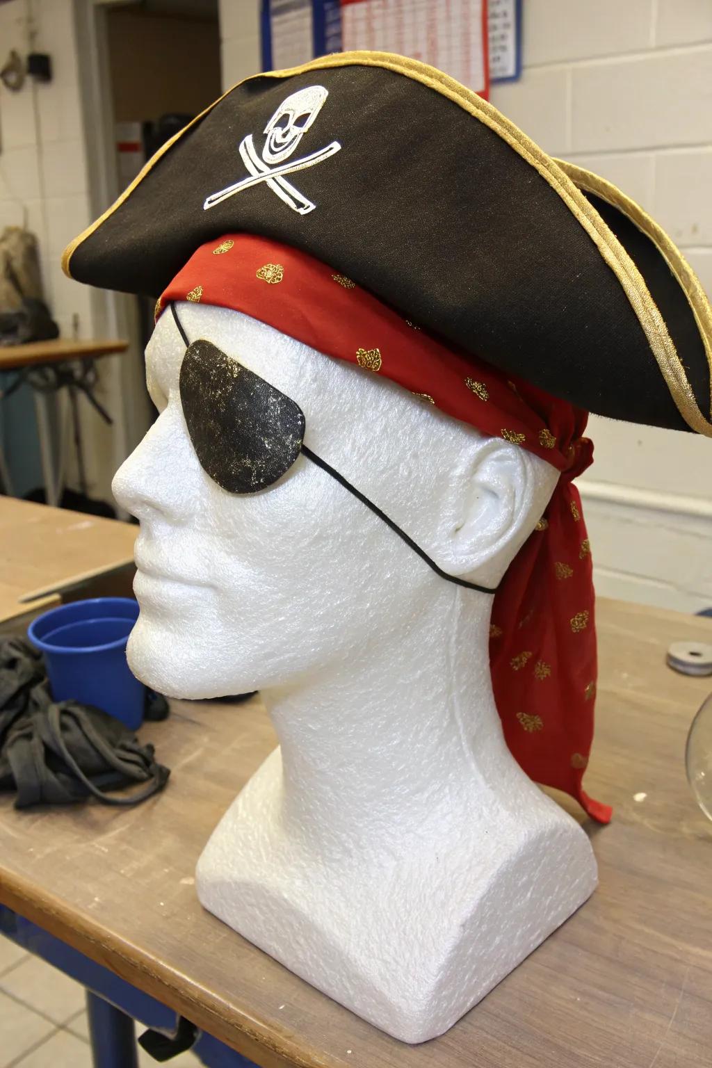 A buccaneer head prepared to set sail on Halloween night.