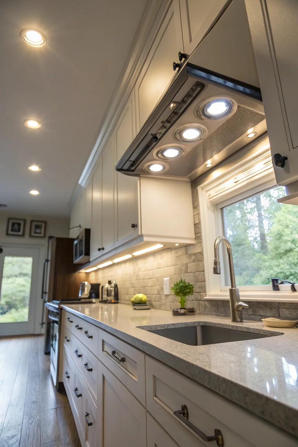 Magnetic lamps allow for easy adjustment and experimentation in kitchen lighting.