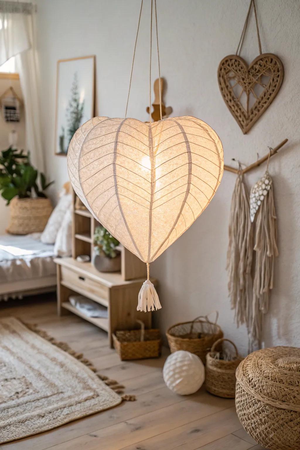 Illuminate your Valentine's Day with eco-friendly elegance: Recycled Paper Heart Lanterns that blend simplicity and natural beauty.