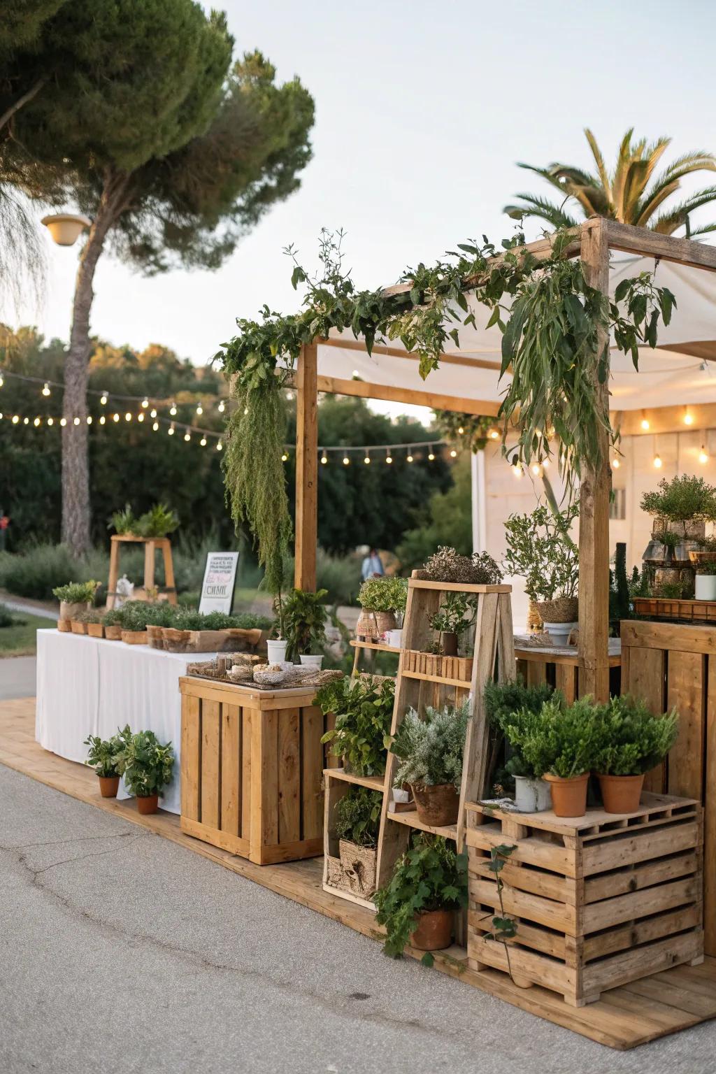 Natural aspects introducing warmth and vitality to the booth.