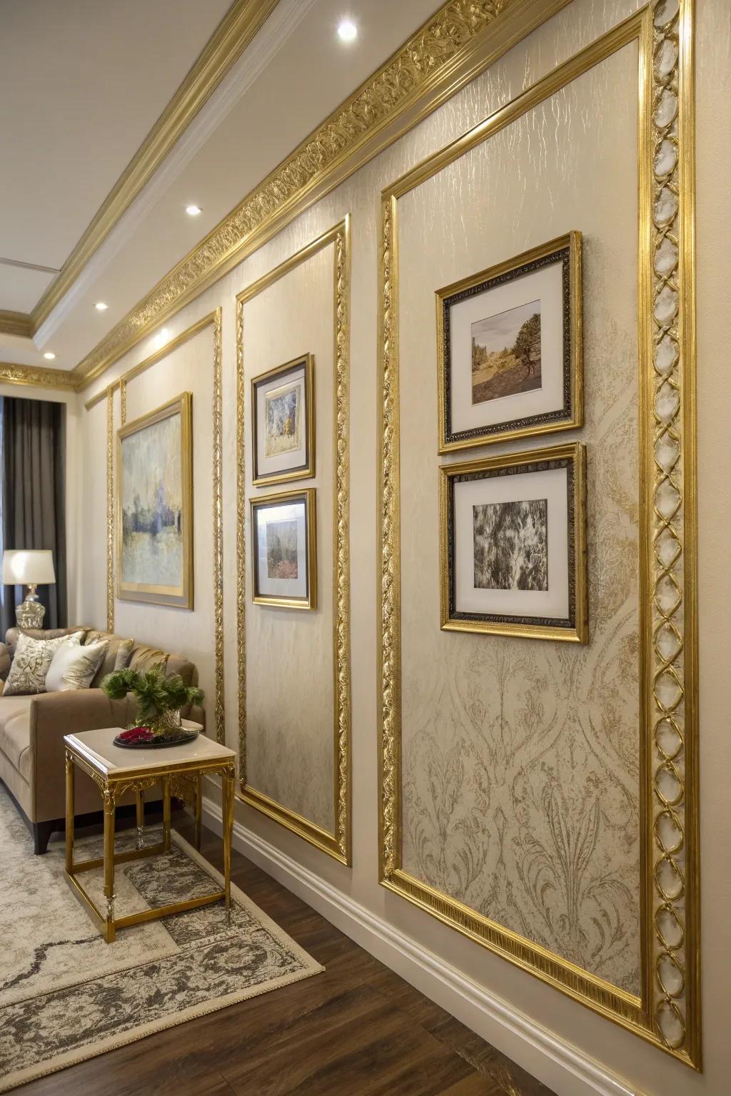 Glimmering decorations infuse glam into a lounge.