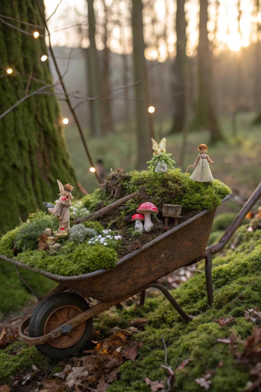 Conjure a magical woodland setting within your wheelbarrow.