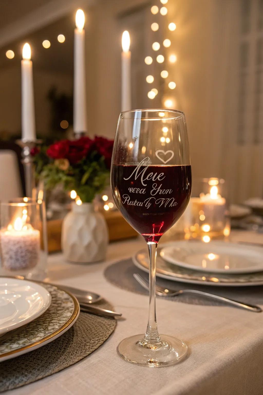 Inscribed commemorations transforming your wine glass into a cherished memento.
