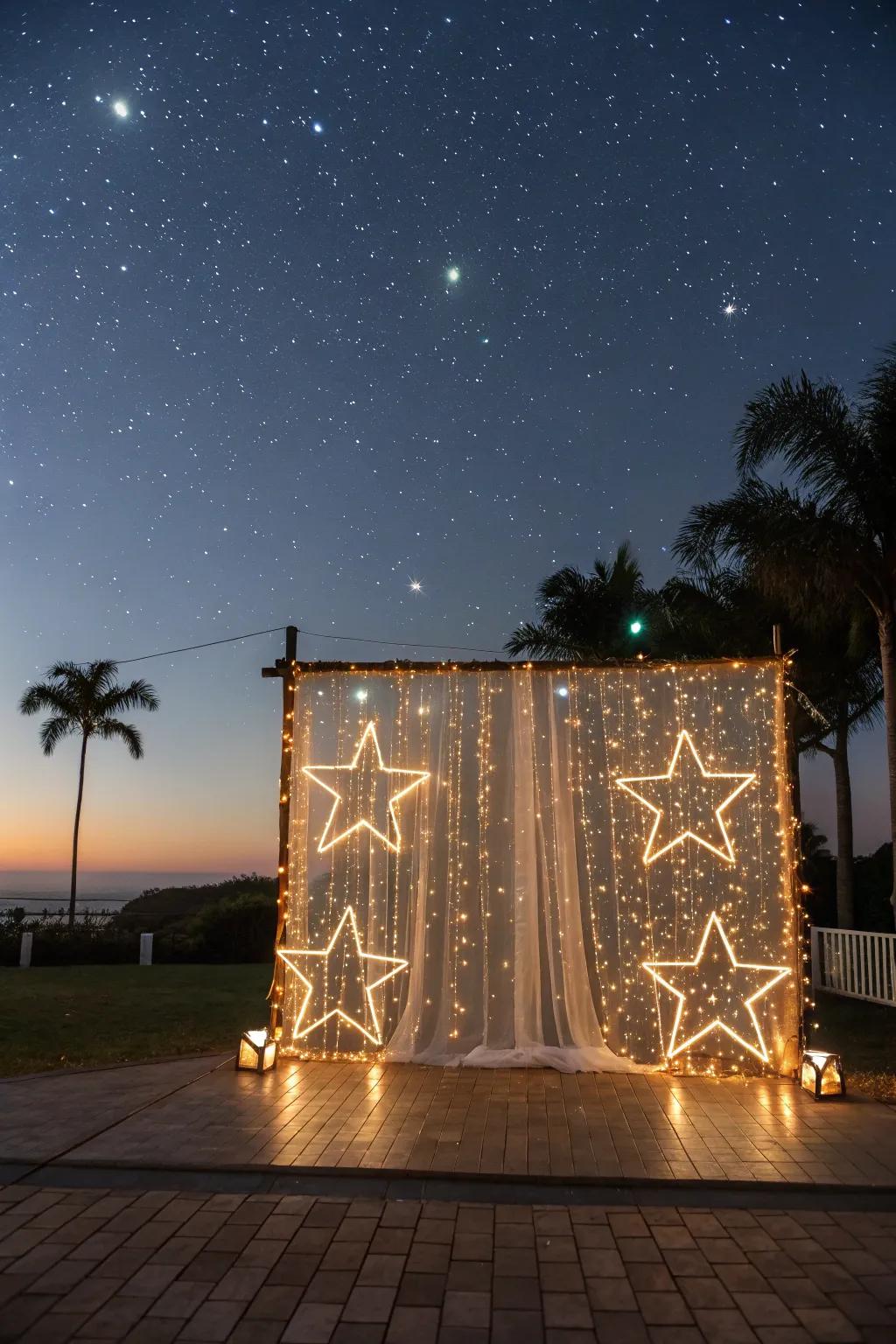 An enchanting starlit scene perfect for wedding keepsakes.