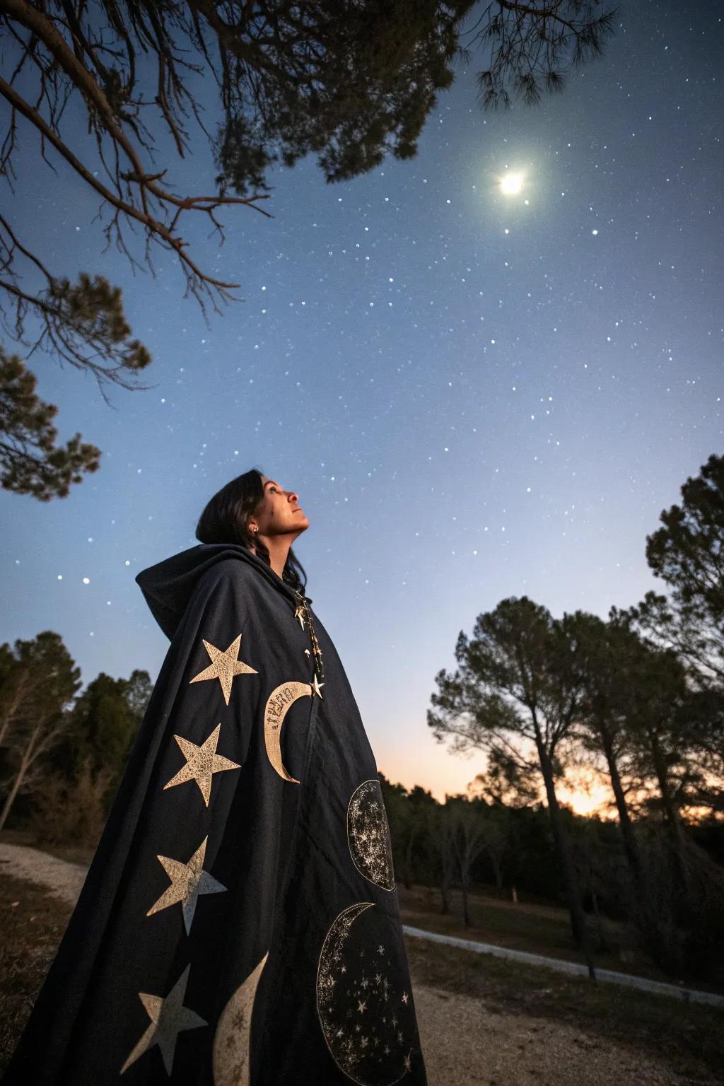 An enchantress shrouded in the enigmas of the night.