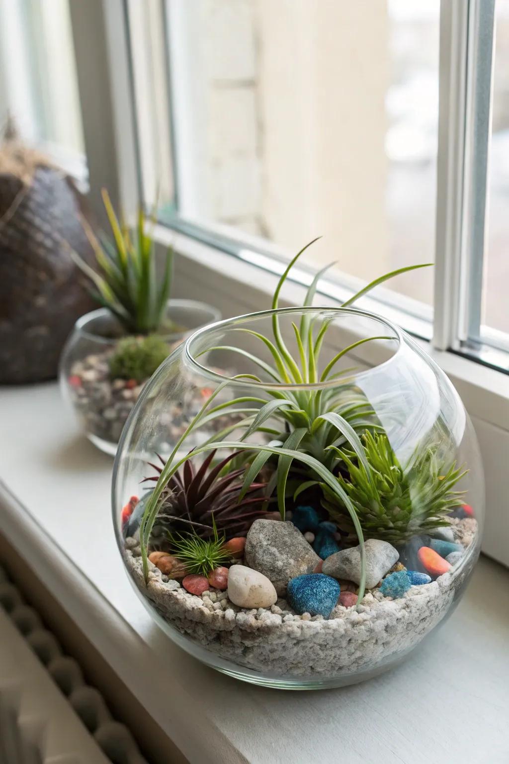 Terrariums fashion a captivating habitat for air plants.