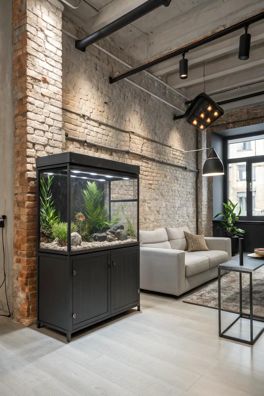 An industrial metal base delivers a daring aesthetic.