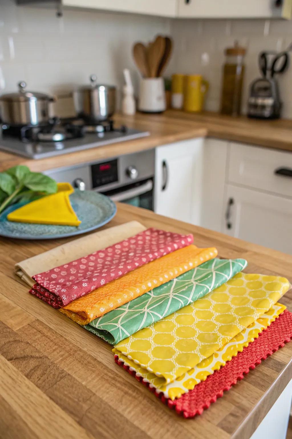 Eco-conscious waxed wraps showcasing cheerful motifs, perfect for promoting sustainable living.