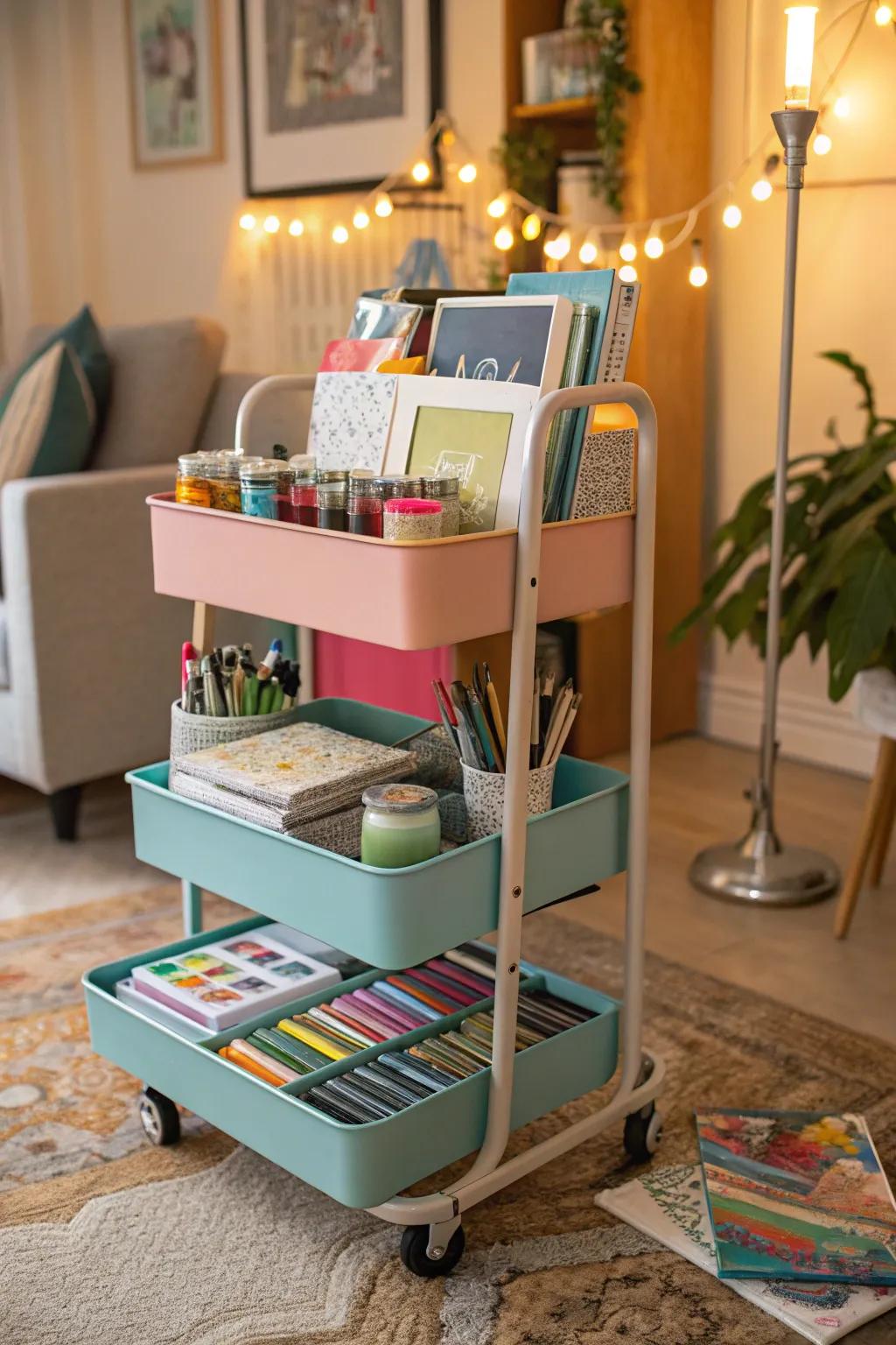 Transportable artistic carts provide flexibility and effortless access to your tools.