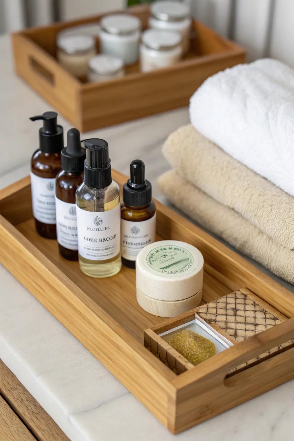 A thoughtfully arranged spa set enhances your home massage.