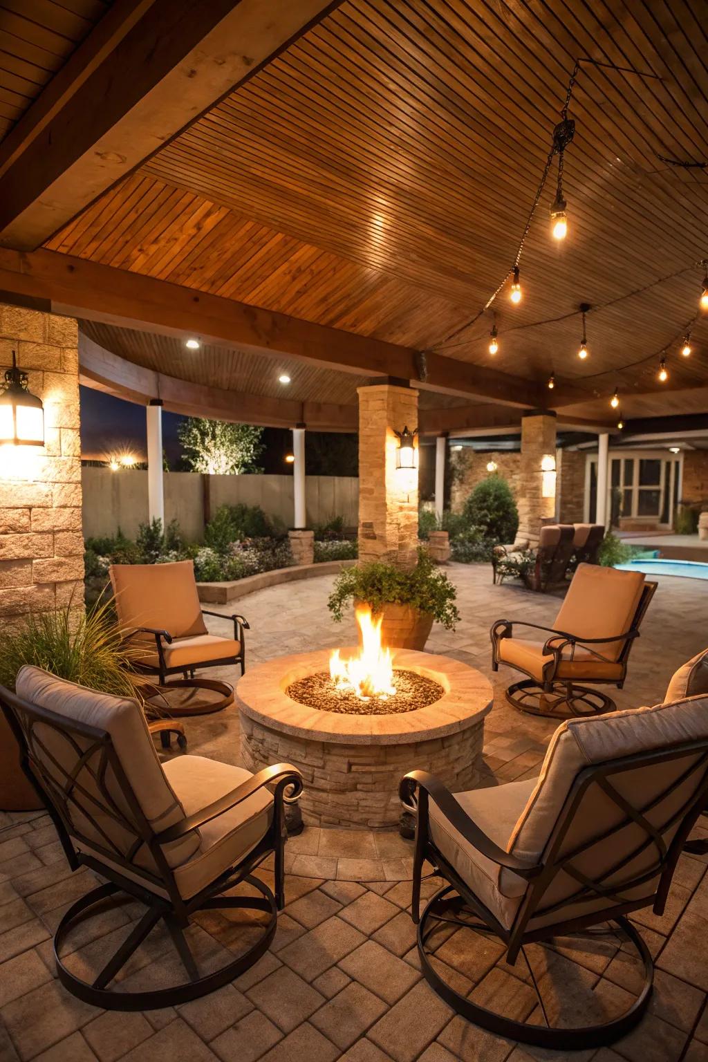 A fire pit imparts warmth and atmosphere to your patio.