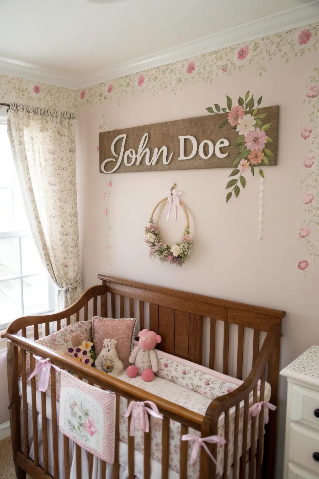 Bespoke decor lends a distinctive touch to the nursery.