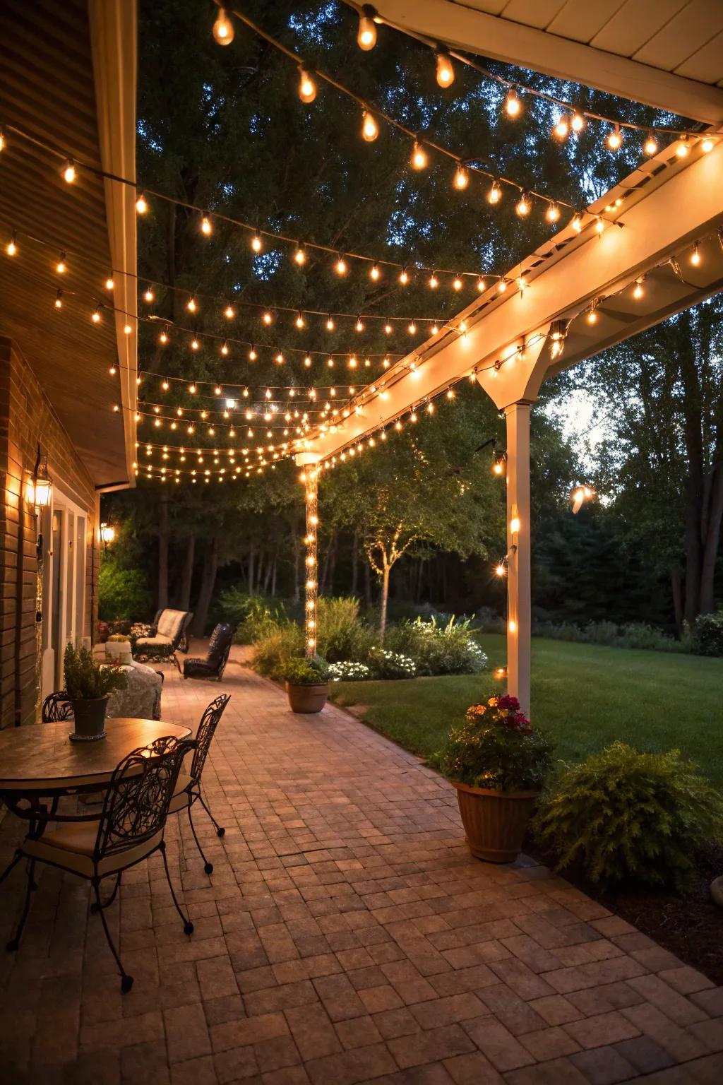 Elevate your outdoor evenings with the inviting luminance of string lights.