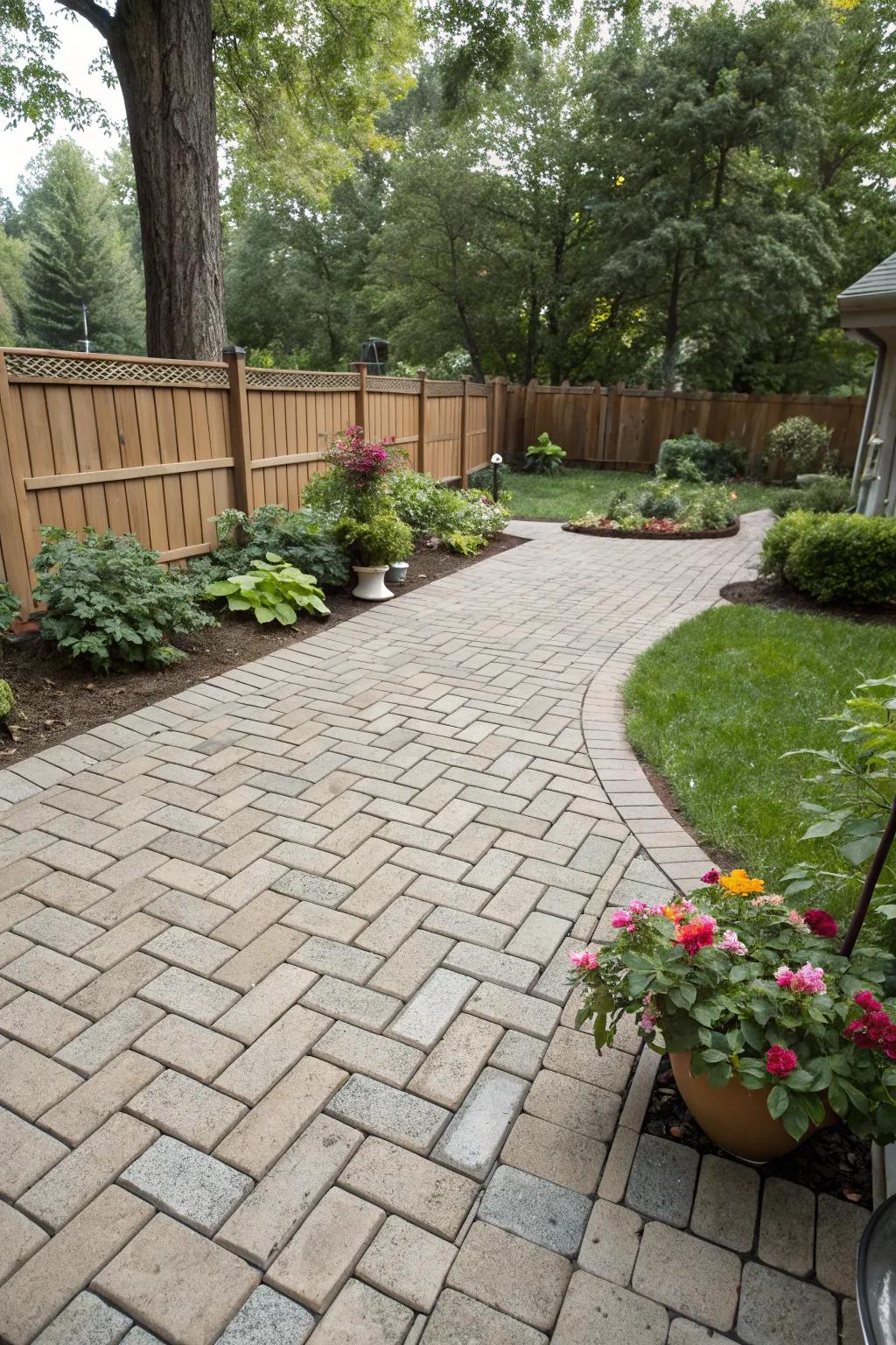 Geometric paver designs enhance the elegance and sophistication of any patio.