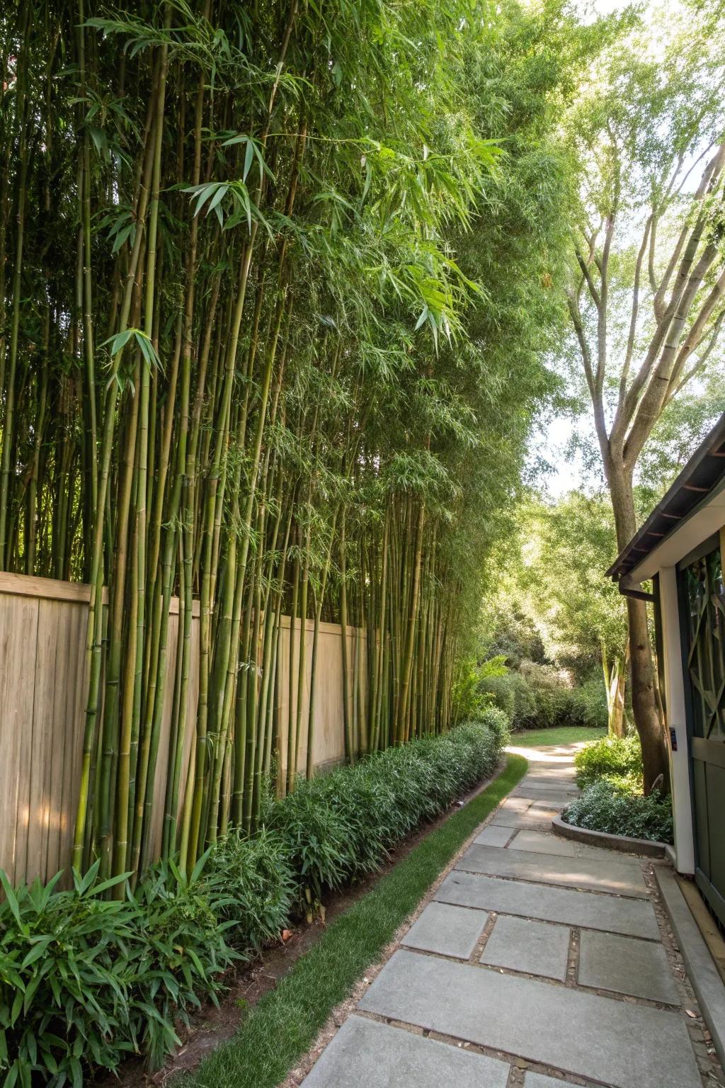 Bamboo privacy screens offer a lush and natural barrier.