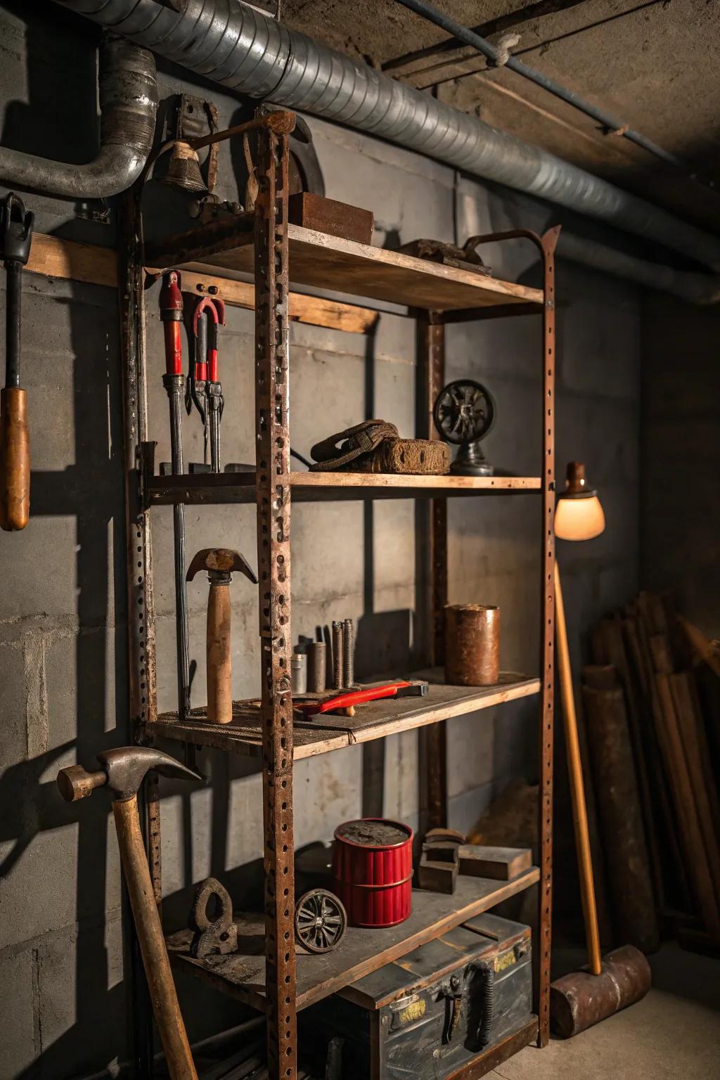 For heavy-duty storage, industrial pipe shelving offers strength and style.